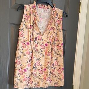 LOFT Sleeveless Floral Blouse - Pink and Cream